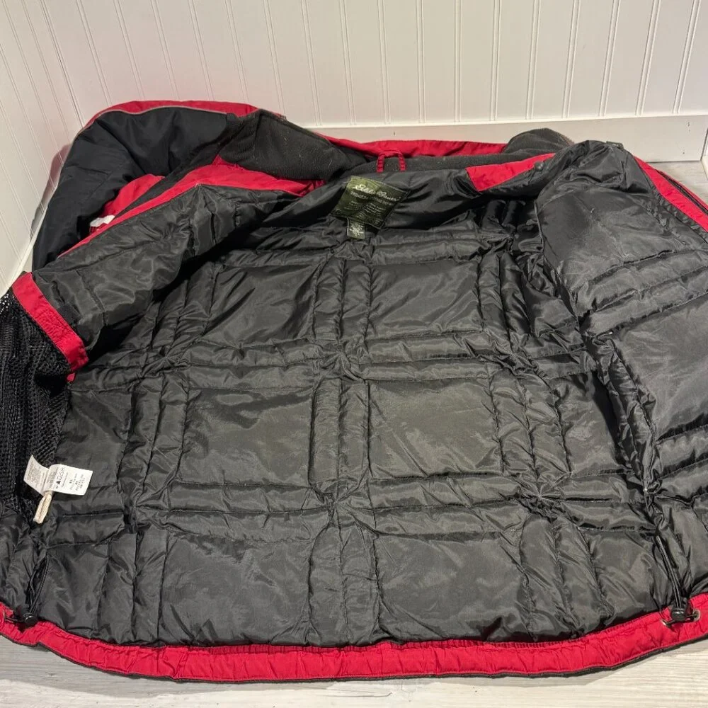 Eddie Bauer Premium Goose Down Insulated Jacket w Hood Men's Sz LT Skiing Hiking